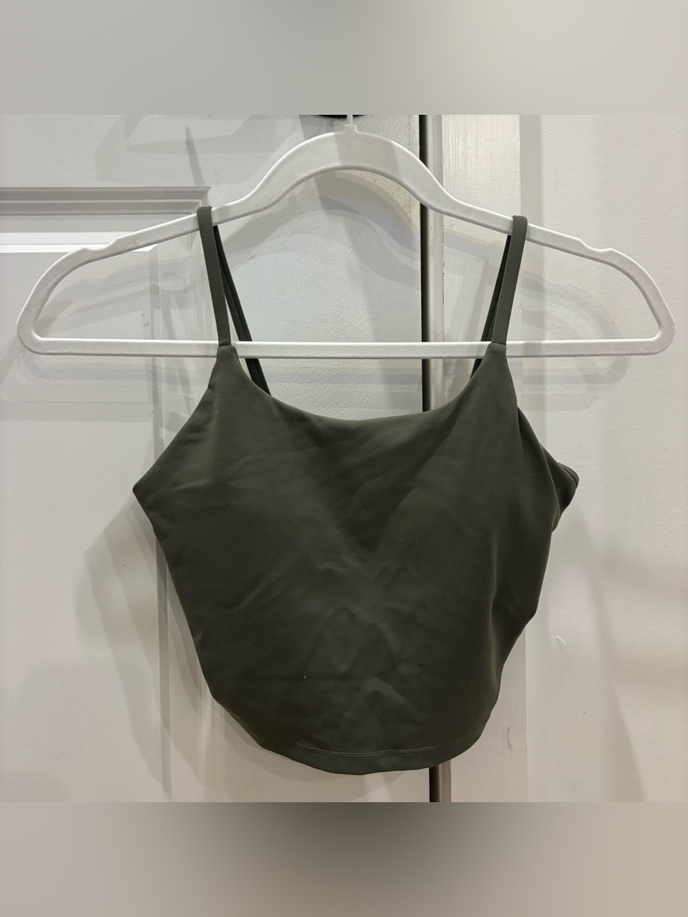 Olive green padded workout tank top